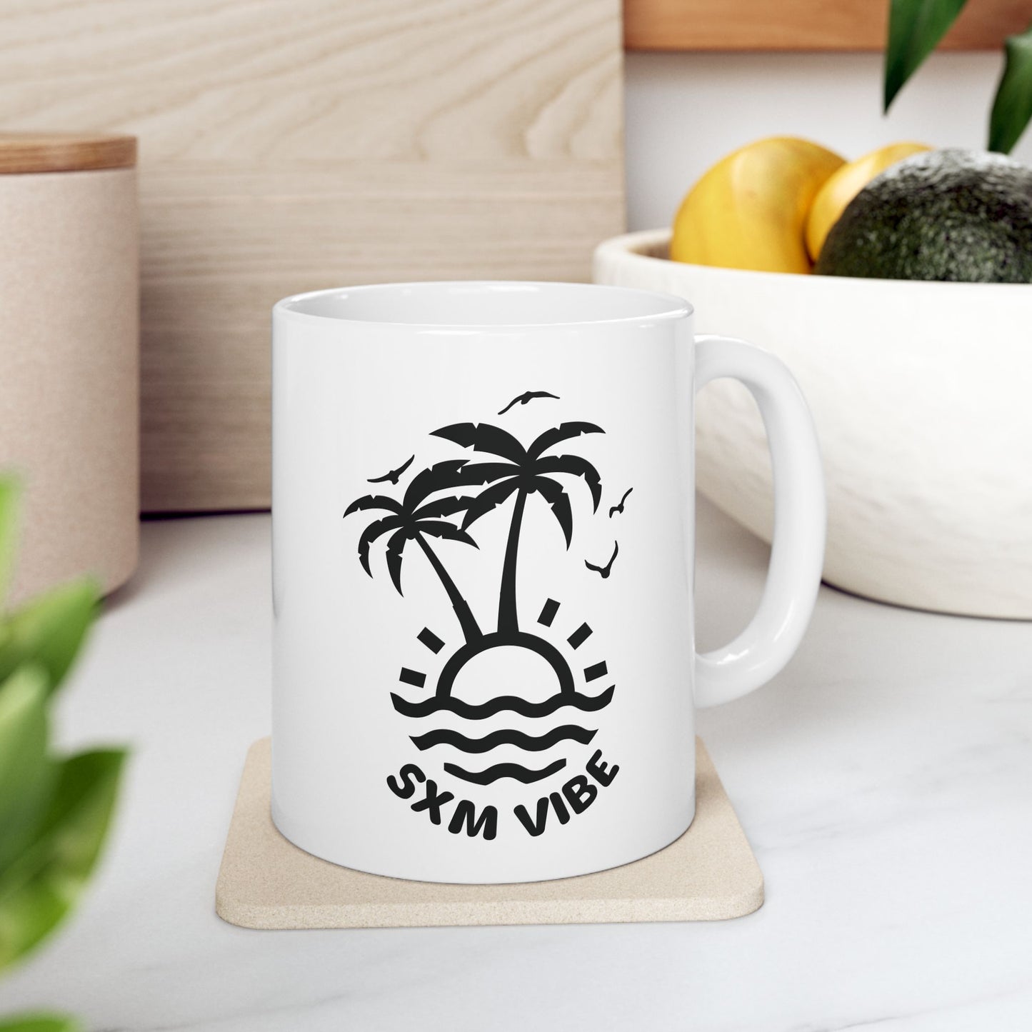 Coffee Time Ceramic Mug, 2 Logos (White)