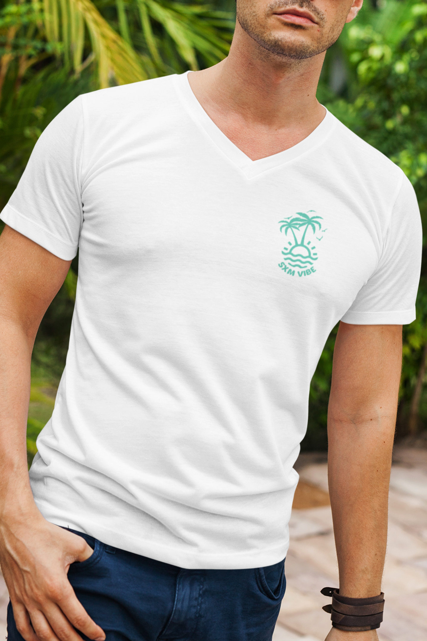 Camiseta clásica de cuello en V para hombre
