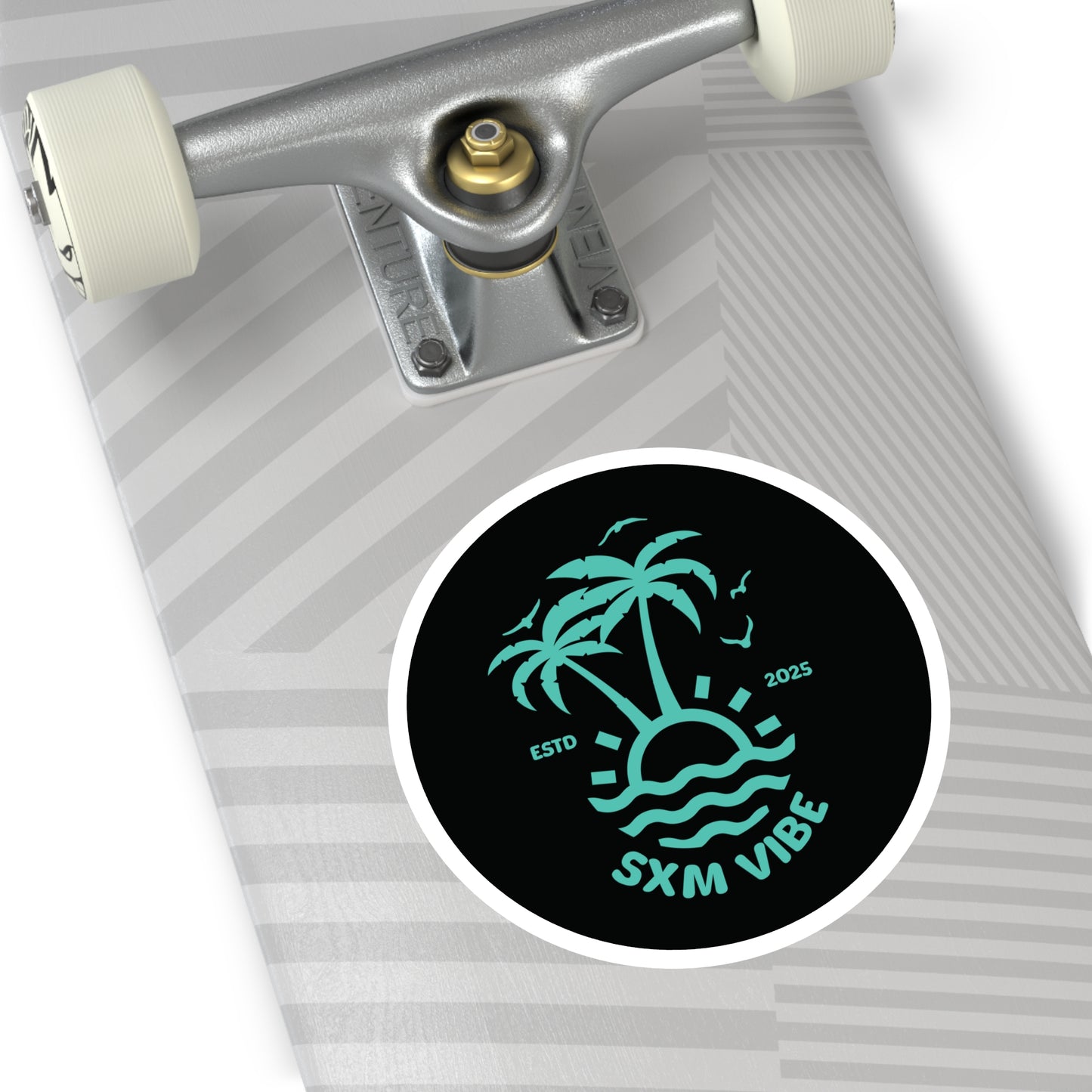 SXM Vibe Black/Turquoise Round Stickers