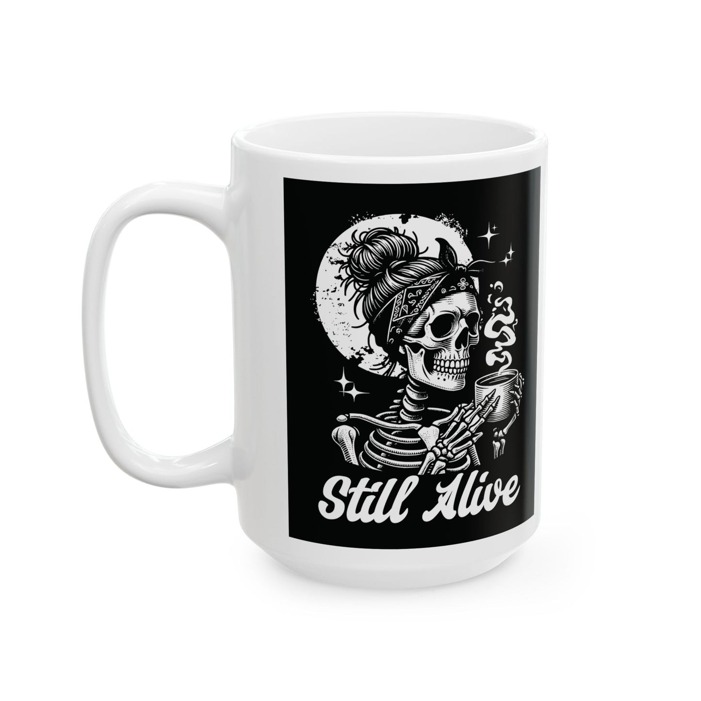 Still Alive Ceramic Mug, 2 Logos (White)